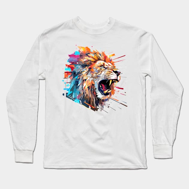 Lion Animal Freedom World Wildlife Wonder Abstract Long Sleeve T-Shirt by Cubebox